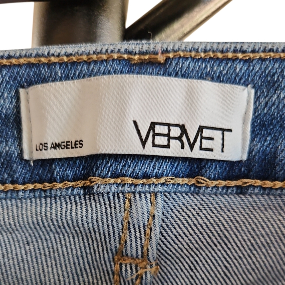 Vervet Skinny Jeans Blue Wash Size 29 Stretch Raw Hem Mid Rise - Picture 2 of 5